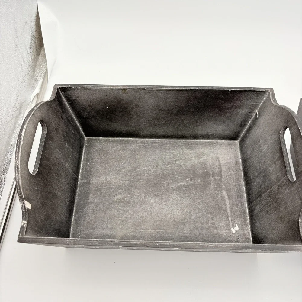 Gray Rectangular Wood Storage Baskets Set Of 2 Home Sweet Home Farmhouse Decor‎